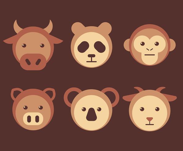 Conjunto de caras de animales vector