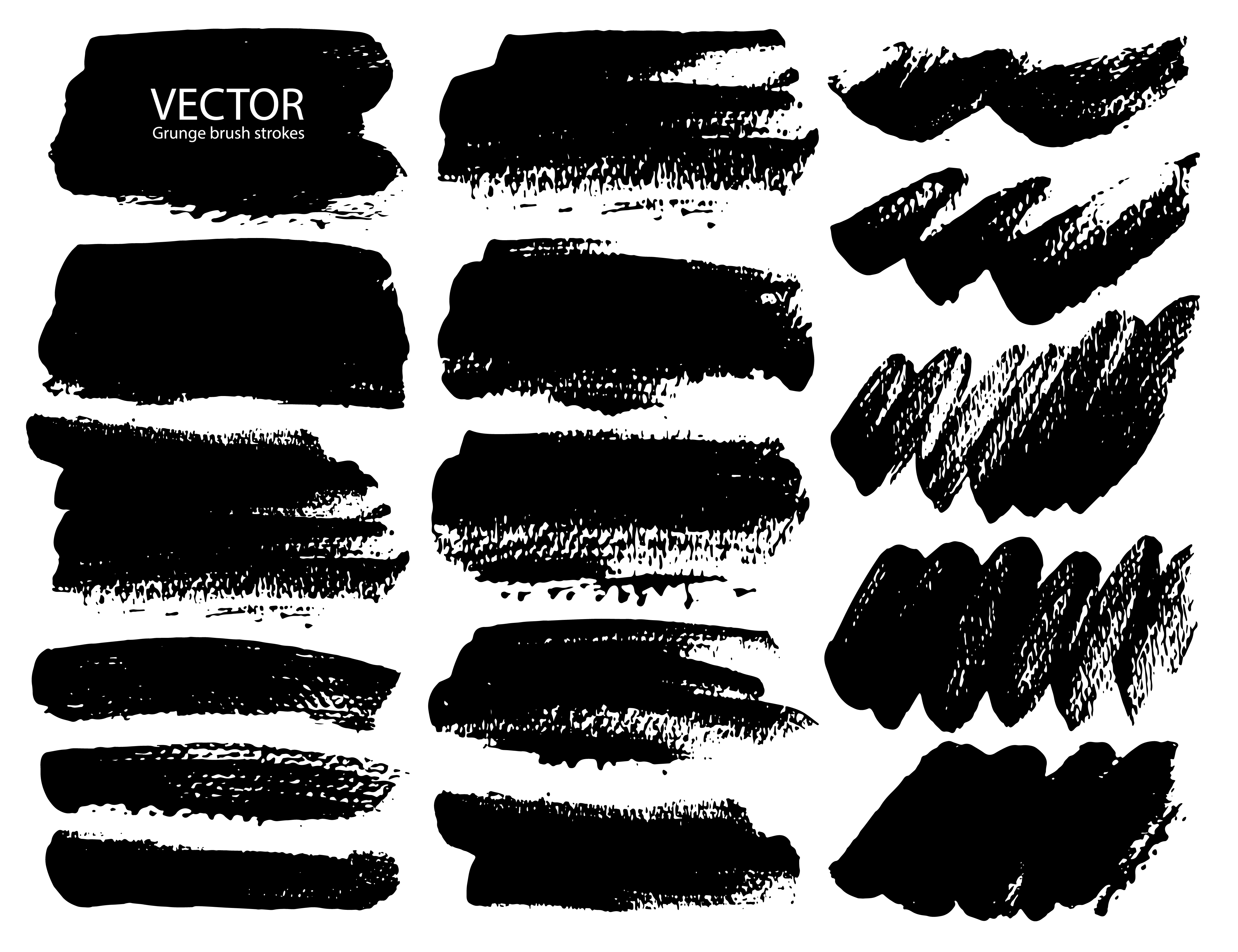 Set Of Brush Strokes Black Ink Grunge Brush Strokes Vector