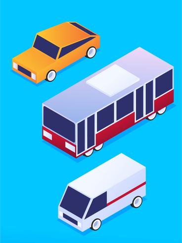 Impresionante isométrica transporte Clip Art Set vector