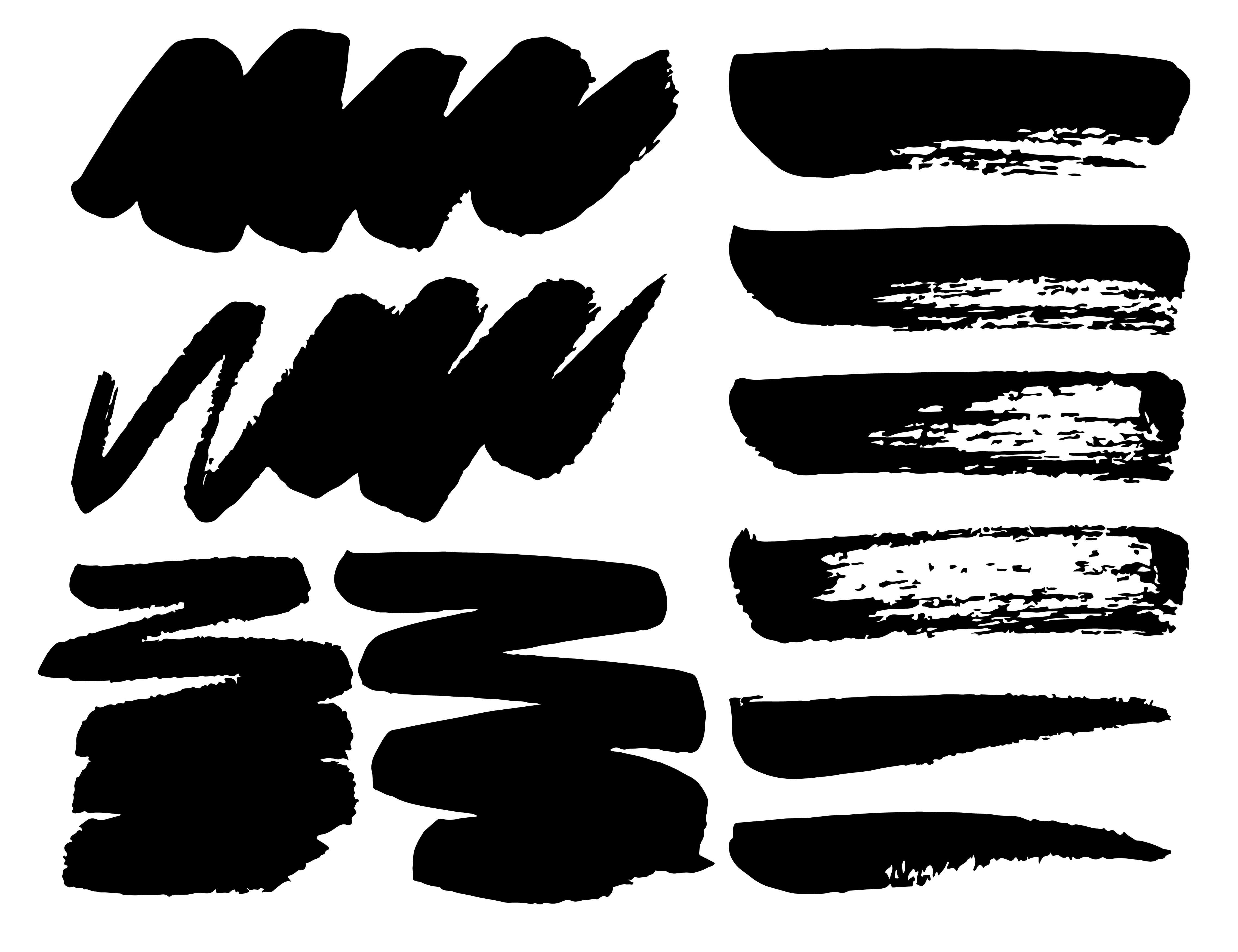 Set of brush strokes, Black ink grunge brush strokes. Vector