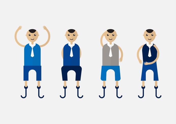 Character design of disable person that is business man with blue cloth. vector