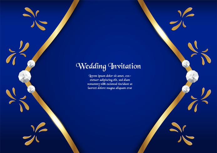 Abstract blue background in premium concept with golden border. Template design for cover, business presentation, web banner, wedding invitation and luxury packaging. vector