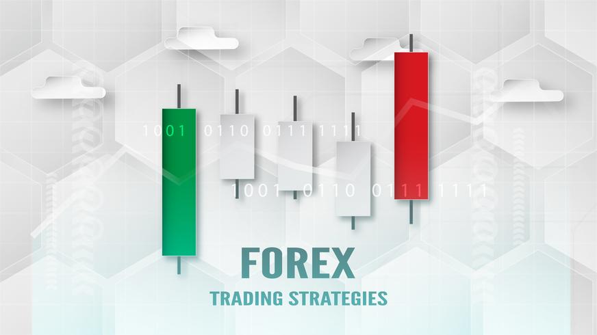 Concepto de estrategia comercial de Forex en corte de papel y artesanía para negocios, comerciante, inversiones, marketing. Ilustración del vector en bacgkround abstracto de la tecnología en blanco y gris.