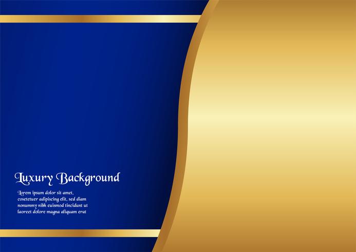 Fondo azul abstracto en concepto superior con la frontera de oro. Diseño de plantillas para portada, presentación de negocios, banner web, invitación de boda y empaques de lujo. vector