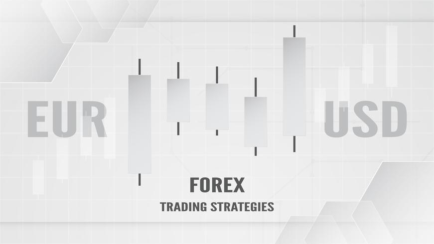 Concepto de estrategia comercial de Forex en corte de papel y artesanía para negocios, comerciante, inversiones, marketing. Ilustración del vector en bacgkround abstracto de la tecnología en blanco y gris.