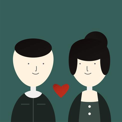 Character of love couple with Thai shirts. Vector design in gradient flat style isolated on green background.