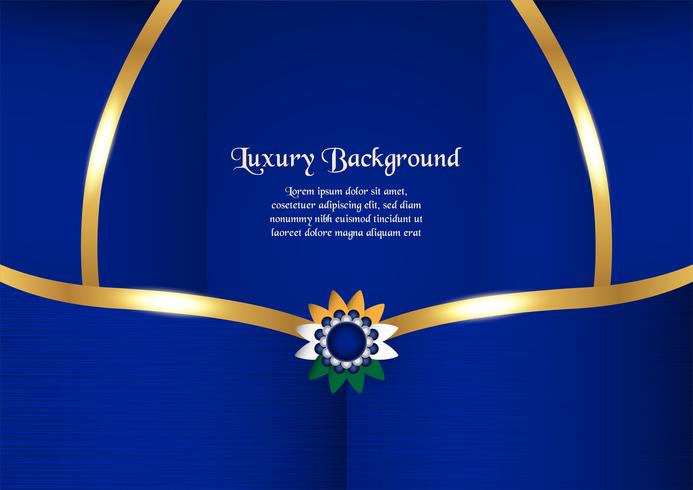 Abstract blue background in premium indian style. Template design for cover, business presentation, web banner, wedding invitation and luxury packaging. Vector illustration with golden border.