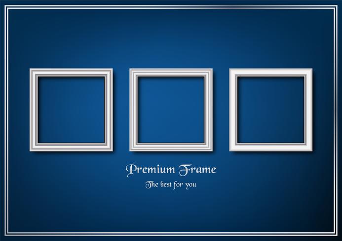 White picture frame on blue gradient background. vector