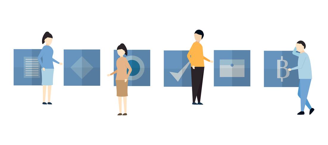 Character design in scene of teamwork business include man and woman. vector