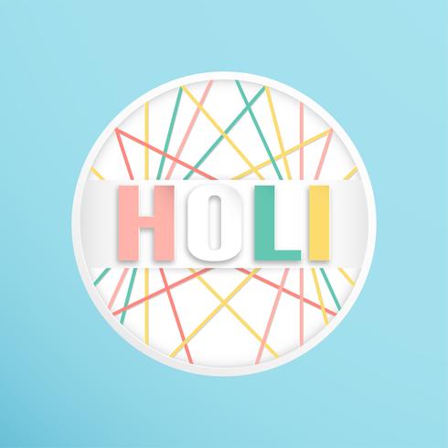 Happy Holi, Festival of Colors. Template element design for template, banner, poster, greeting card. Vector illustration in paper cut, craft, origami type with flat lay style.