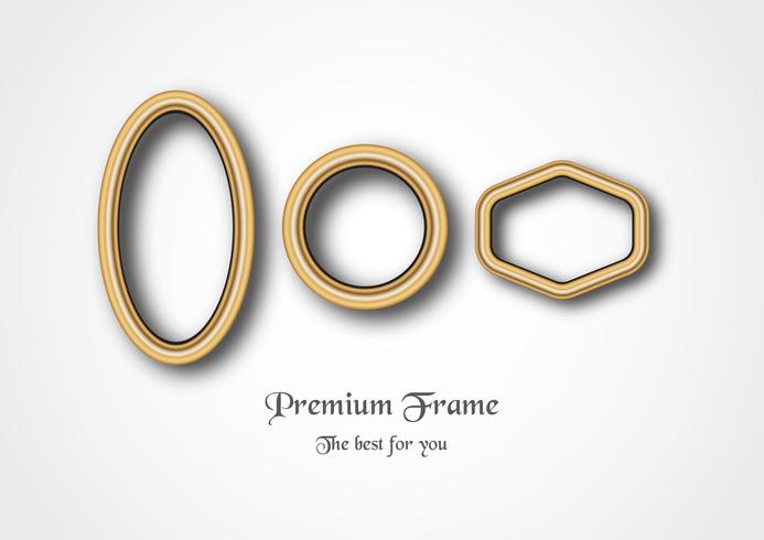 Set of golden frame on white background. vector