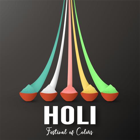 Feliz Holi, Festival de los Colores. Diseño de elementos de plantilla para plantilla, banner, cartel, tarjeta de felicitación. Ilustración vectorial en papel cortado, artesanal, tipo origami con estilo plano laico. vector