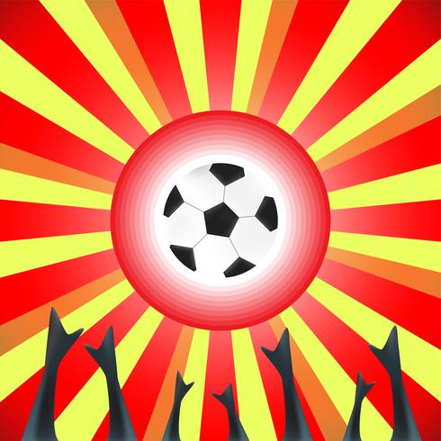 Abstract design with football and hand on explosion background. vector