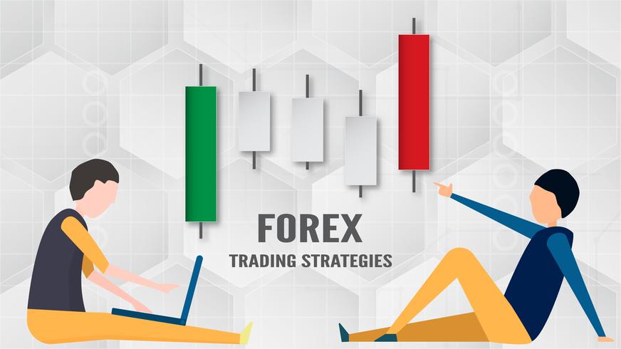 Concepto de estrategia comercial de Forex en corte de papel y artesanía para negocios, comerciante, inversiones, marketing. Ilustración del vector en bacgkround abstracto de la tecnología en blanco y gris.