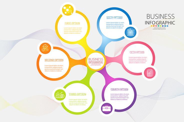 Plantilla de diseño de negocios 6 opciones o pasos infografía gráfico elemento vector