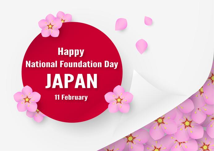 Happy National Foundation Day 2019 for Japanese. Template design in flatlay style. Vector illlustration with paper cut and craft concept.