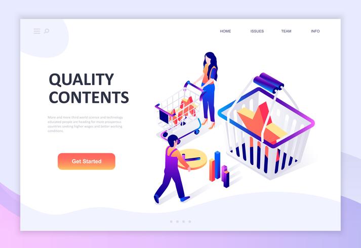 Modern flat design isometric concept of Quality Content vector