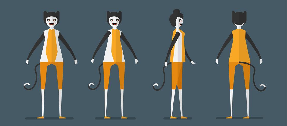 Diseño de personajes del fantasma del gato para el día de Halloween, 31 de octubre, ilustración vectorial aislada sobre fondo azul oscuro. vector