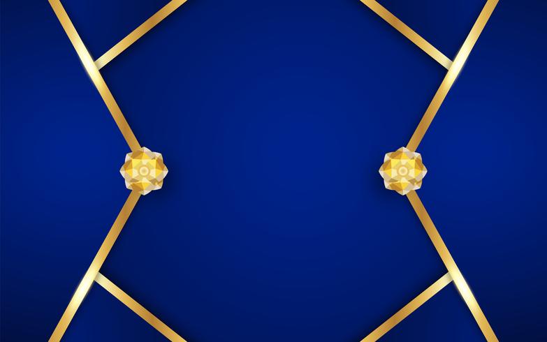 Abstract blue background in premium indian style. Template design for cover, business presentation, web banner, wedding invitation and luxury packaging. Vector illustration with golden border.