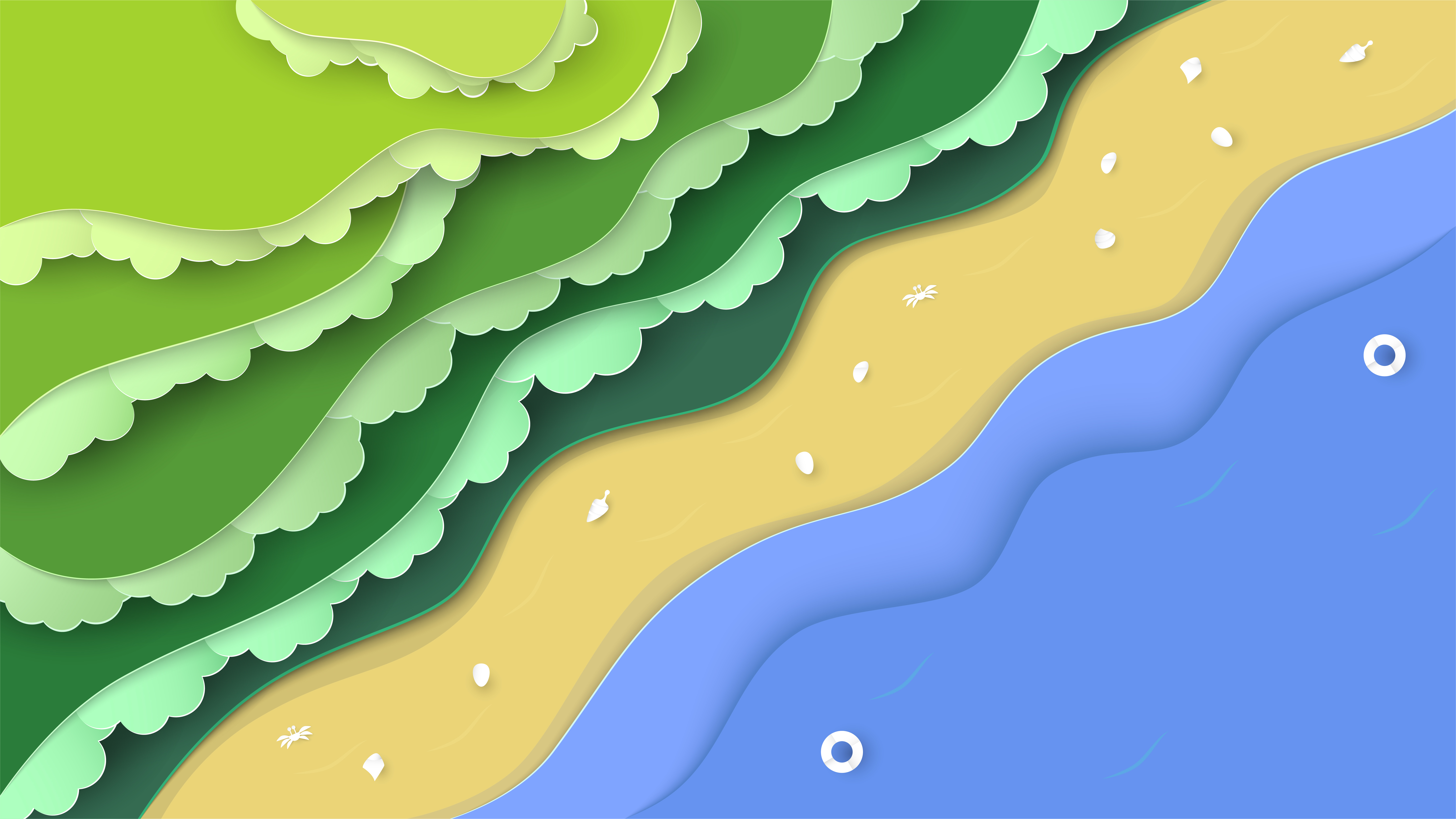 Top view nature scene of forest with sea and beach. Landscape