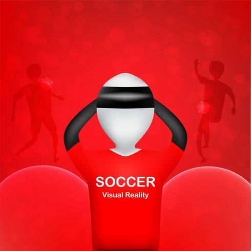 Visual reality for soccer player. Character design on red background. vector