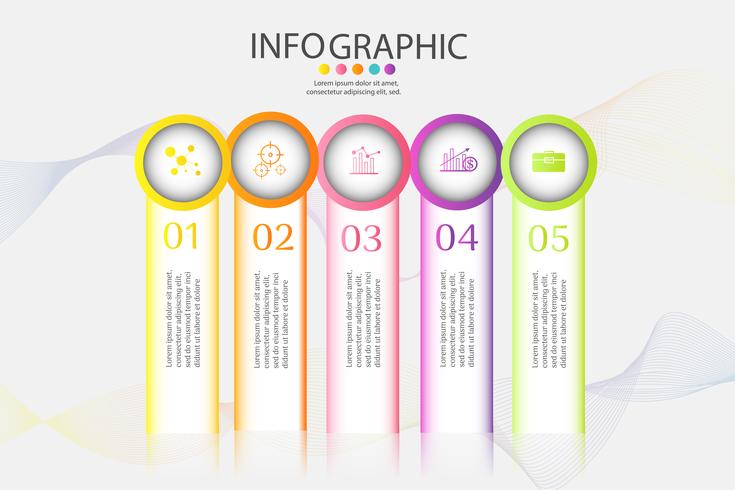 Plantilla de diseño de negocios 5 opciones o pasos infografía gráfico elemento vector