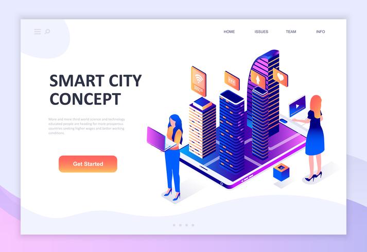 Modern flat design isometric concept of Smart City Technology vector