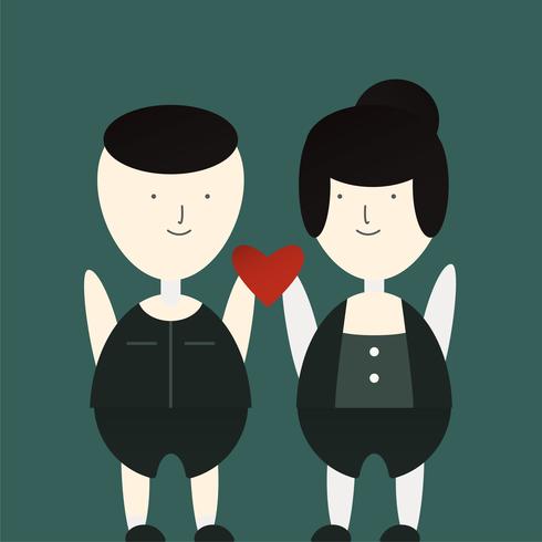 Character of love couple with Thai shirts. Vector design in gradient flat style isolated on green background.