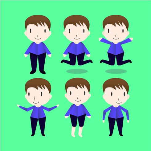 Set of the man characters design isolated on green background. vector