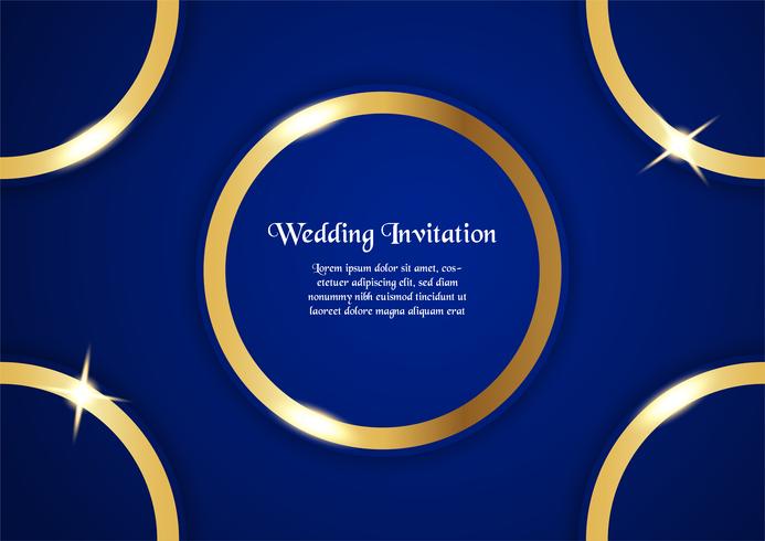 Abstract blue background in premium concept with golden border. Template design for cover, business presentation, web banner, wedding invitation and luxury packaging. vector