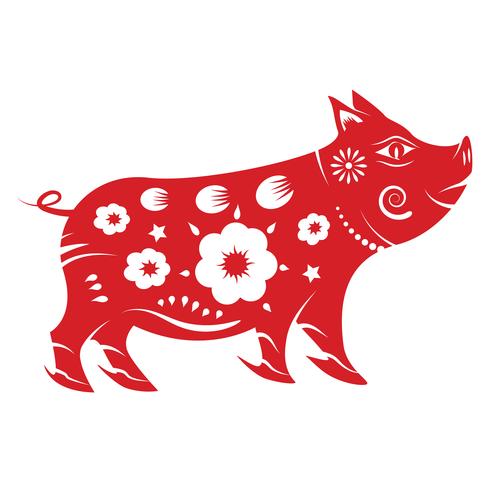 Pig zodiac. Chinese new year 2019 concept. Paper art and graphic design theme. vector