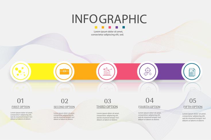 Plantilla de diseño de negocios 5 opciones o pasos infografía gráfico elemento vector