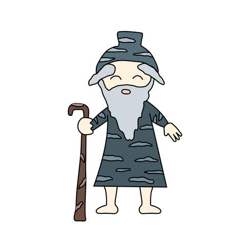 Vector design in concept of Happy Guru Purnima isolated on white background. Character creation in flat style with blue tone.