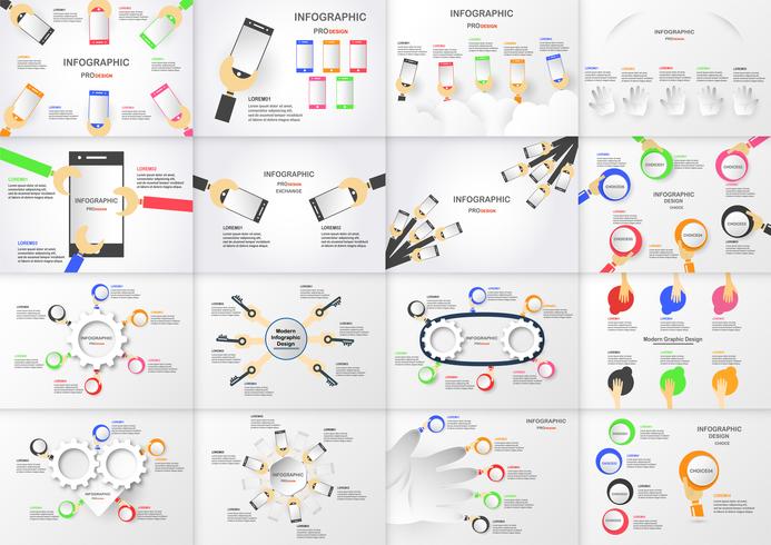 Insieme Dell 39 Elemento Di Infographics Con La Mano Che Tiene Il