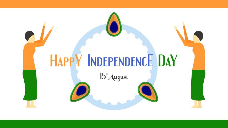 Feliz día de la independencia del país de la India y la gente india. Diseño de la ilustración del vector aislado en el fondo blanco.