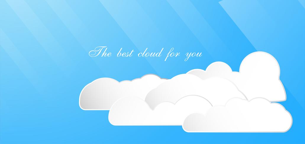 Conjunto de la mejor nube aislada en fondo azul con el espacio y la luz del texto. vector