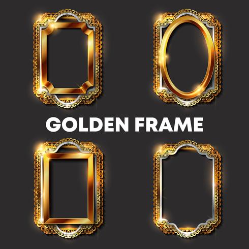 Decorative vintage golden frames and borders vector