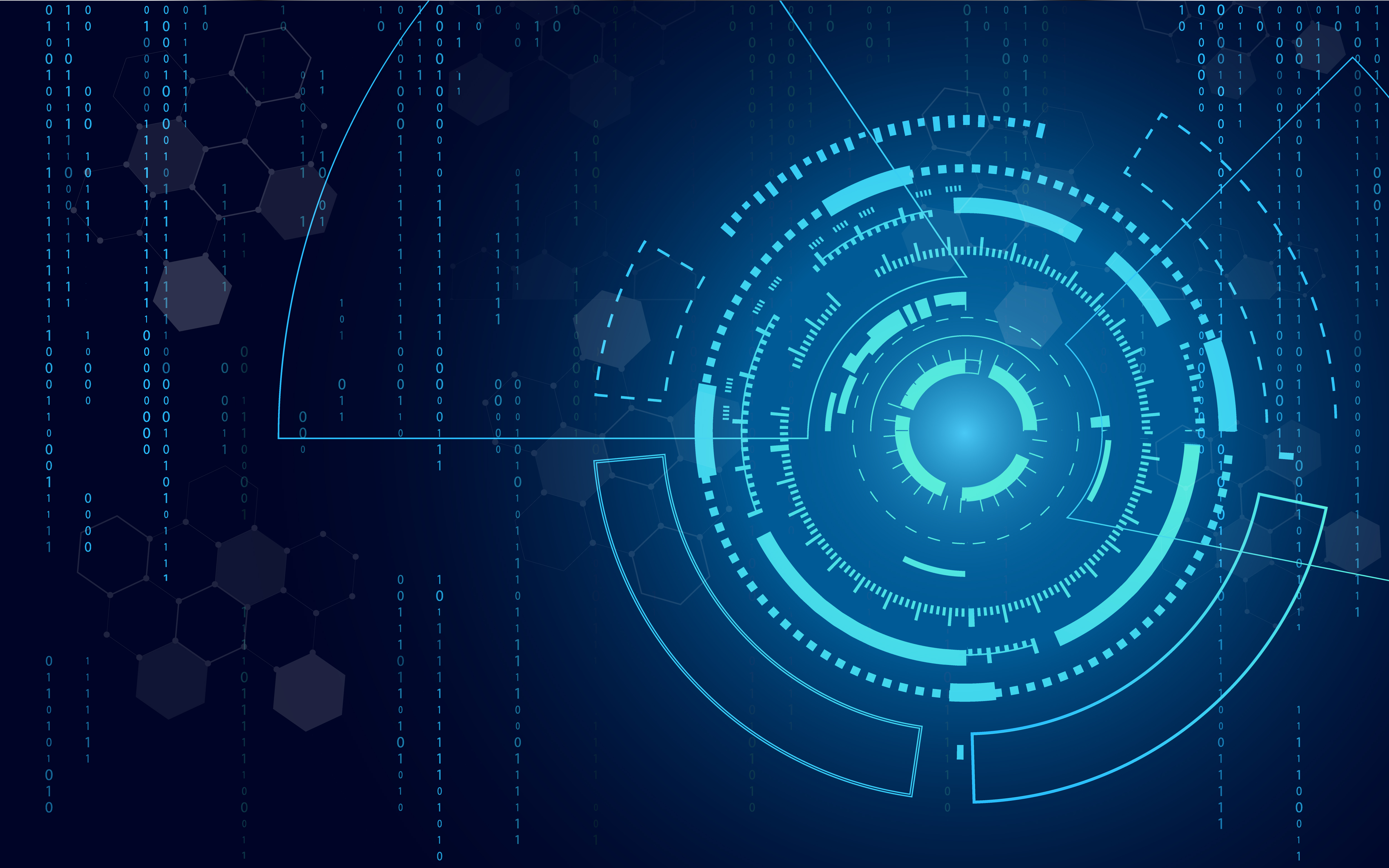 Blue technology circle and computer science abstract background with blue  and binary code matrix. Business and Connection. Futuristic and Industry   concept. Internet cyber and network theme. 543599 Vector Art at Vecteezy
