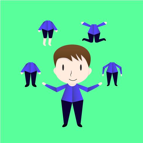 Character design with the boys stand up. Vector design on isolated on green background.