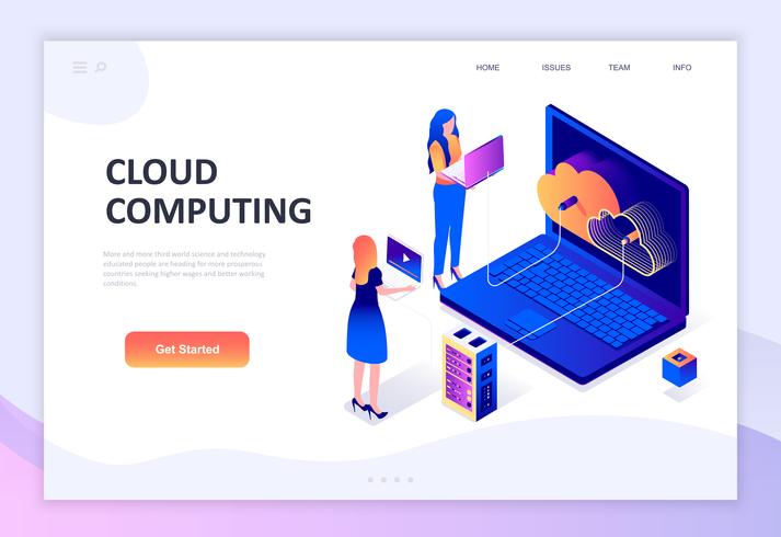 Modern flat design isometric concept of Cloud Technology vector