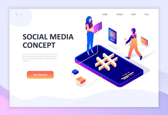 Modern flat design isometric concept of Social Media vector