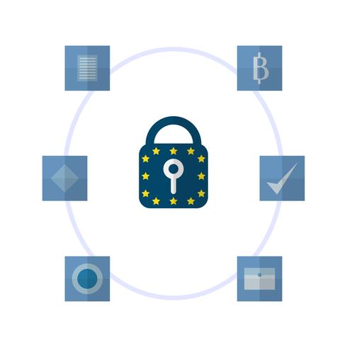 Infografía del concepto GDPR aislado sobre fondo blanco. Ilustración del vector con el espacio del texto.