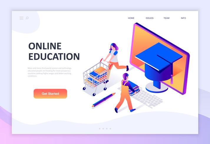 Modern flat design isometric concept of Online Education vector