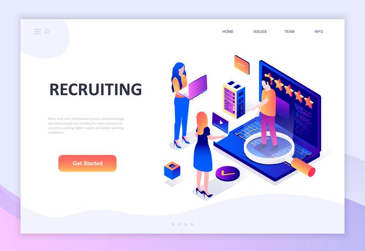 Modern flat design isometric concept of Recruiting vector