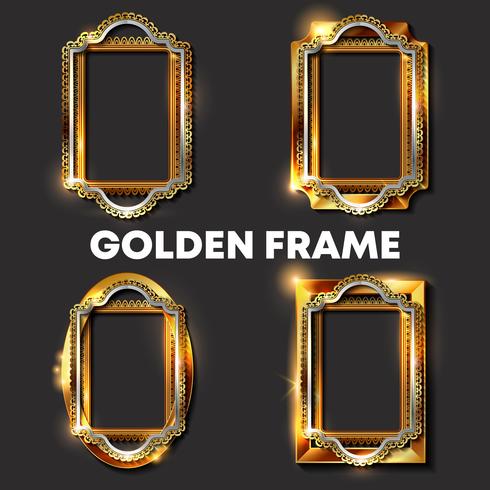 Decorative vintage golden frames and borders vector