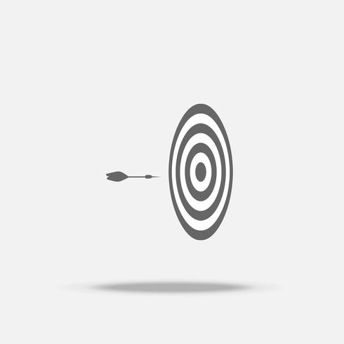 Dart board and arrow in the middle flat design vector icon with shadow, business sign, target, Business successful