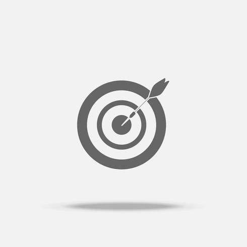 Dart board and arrow in the middle flat design vector icon with shadow, business sign, target, Business successful