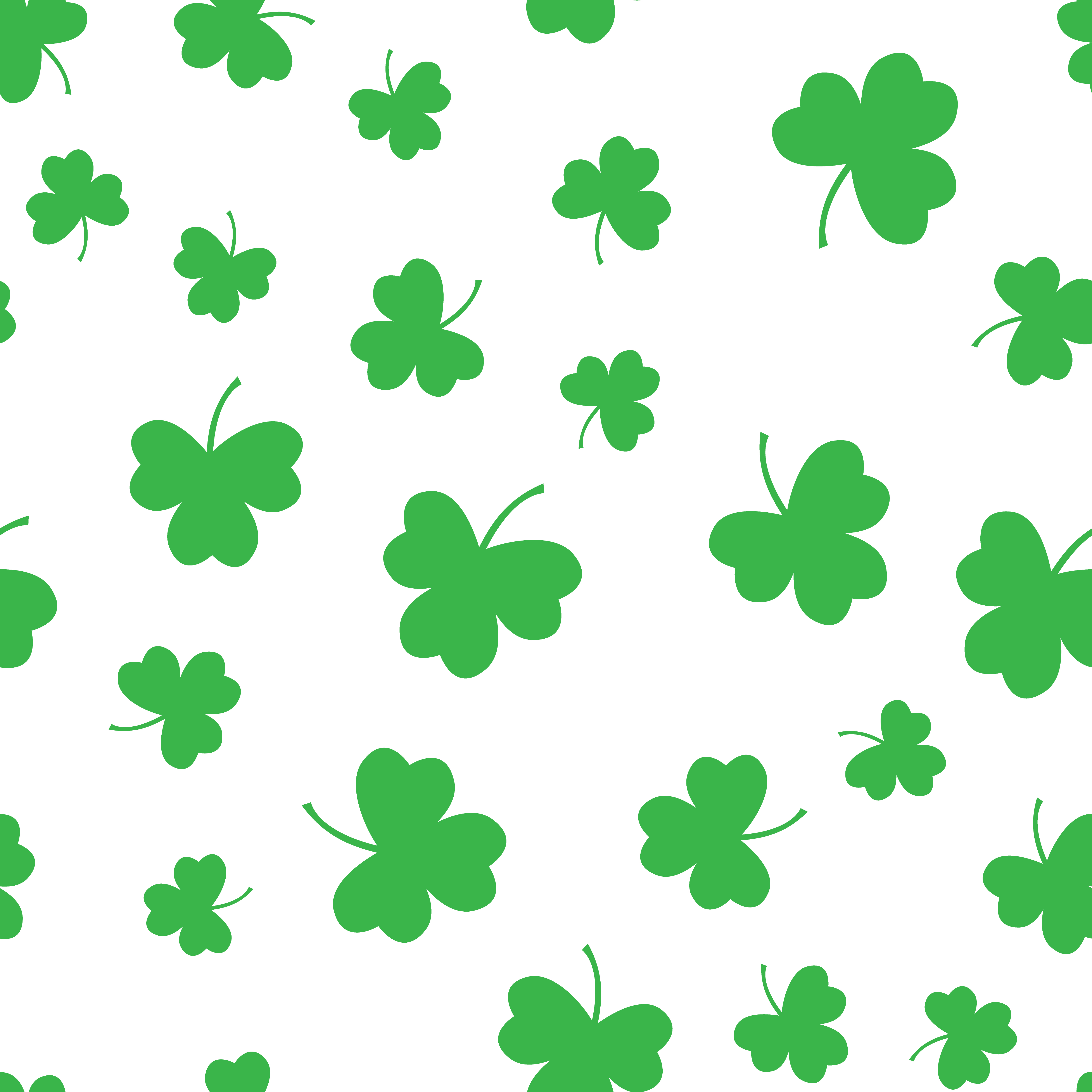 Seamless Green Shamrock Clover Leaf Pattern Background Saint Patricks