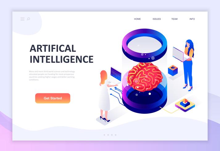 Modern flat design isometric concept of Artificial Intelligence vector