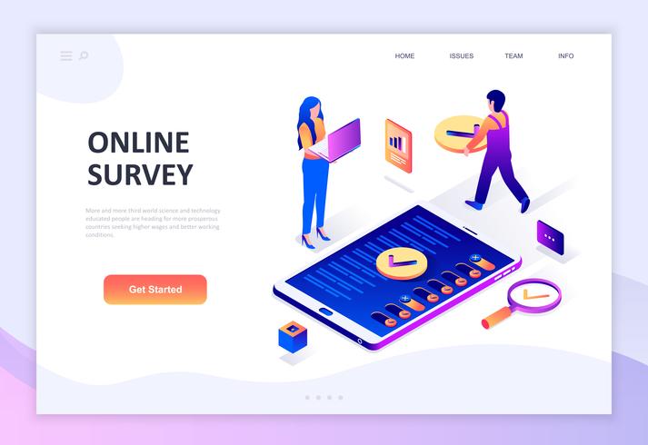 Modern flat design isometric concept of Online Survey vector